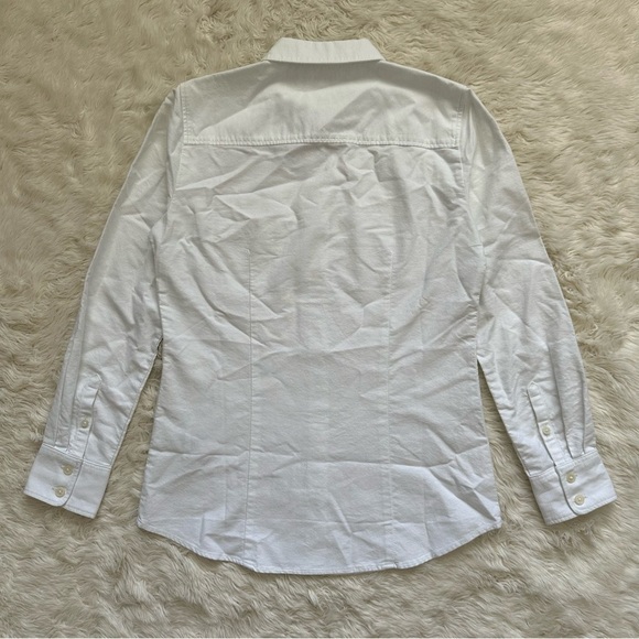 J. Crew Factory Top Petite Button-Up Oxford Shirt in Signature Fit White PXS NWT - Picture 5 of 11